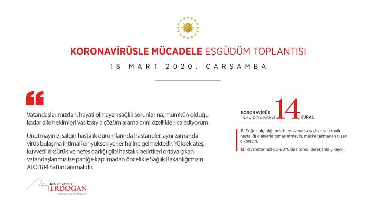 tcbestepe's tweet photo. Cumhurbaşkanı @RTErdogan: “Vatandaşlarımızdan, hayati olmayan sağlık sorunlarına, mümkün olduğu kadar aile hekimleri vasıtasıyla çözüm aramalarını özellikle rica ediyorum.” https://t.co/EscStDZkQq