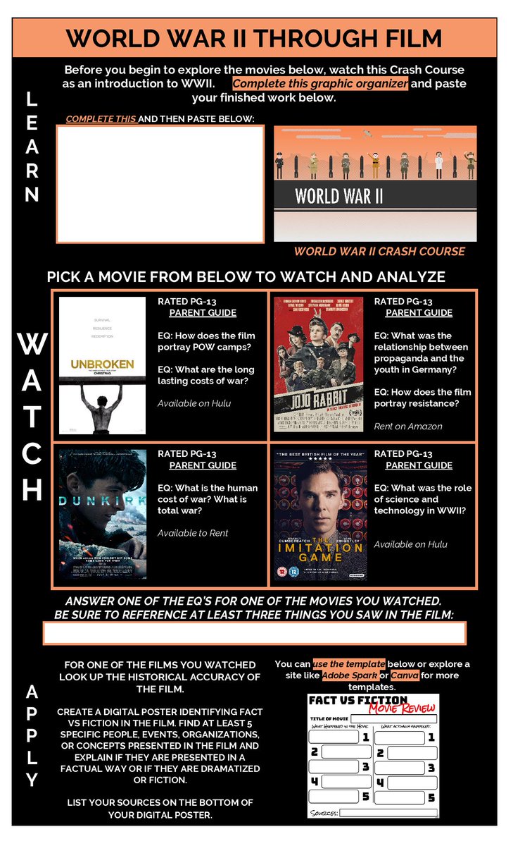 📽️Here is a WWII through Film Hyperdoc with three different activities for students to complete. 📽️Trust me, I know there are like 100 other films I could have included. 👩‍🏫Feel free to make your own version with movies you love. #sschat #whapchat docs.google.com/document/d/1ew…