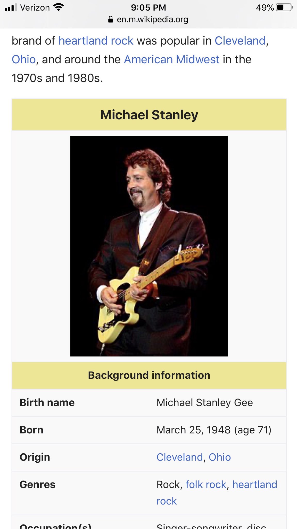 Happy birthday to Michael Stanley!! 71. Strike up the band. 