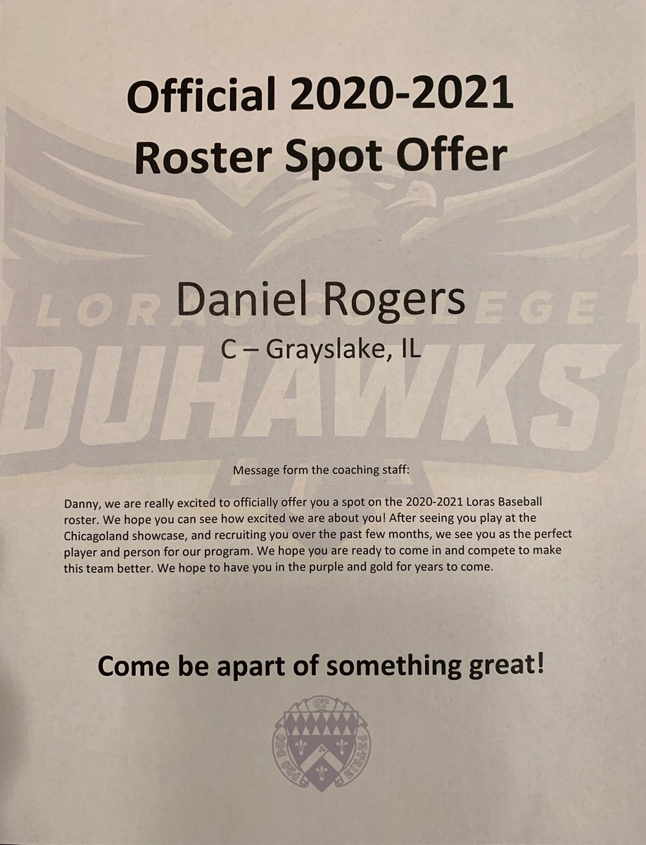 Daniel Rogers (@drogers240) on Twitter photo Happy to announce I will continue my baseball and academic career at Loras College! Thank you to everyone who has helped me along the way. <a href="/GoodDay4TheRam/">Rams Baseball</a> <a href="/LorasBaseball/">Loras Baseball</a> <a href="/CTebon/">Carl Tebon</a> <a href="/AidanWojo/">Aidan Woj | QUBETICS TEAM</a> Happy to announce I will continue my baseball and academic career at Loras College! Thank you to everyone who has helped me along the way. <a href="/GoodDay4TheRam/">Rams Baseball</a> <a href="/LorasBaseball/">Loras Baseball</a> <a href="/CTebon/">Carl Tebon</a> <a href="/AidanWojo/">Aidan Woj | QUBETICS TEAM</a>