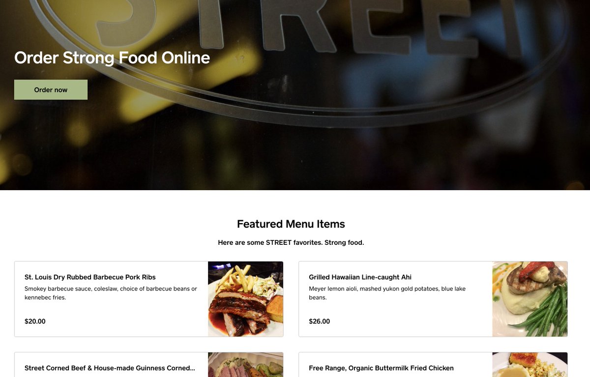 StreetonPolk's tweet photo. Street now offers quick and easy online ordering and curbside pickup! Order from your computer or phone, and we'll let you know when your order will be ready. Then just pull up and call, and we'll bring it right out! Walk-ups also welcome! Order now at https://t.co/VNxlirL1gP. https://t.co/TZQX3enXC3