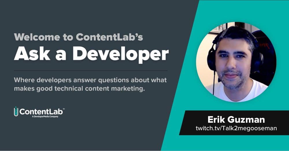 ContentLabIO's tweet photo. Who has a great blog out there that you enjoy reading and what makes it great for you?
Read the full article: Ask a Developer: Erik Guzman Recommends Plain Language
βΈ https://t.co/xT1sehBsEo
#AskaDeveloper #React #TechContentMarketing #DeveloperMarketing https://t.co/0auusaYpPR