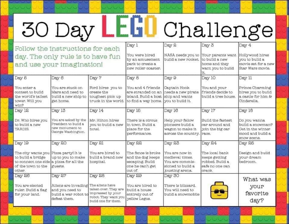 Imagination + Checklist + Time + LEGO. Marvelous combo!