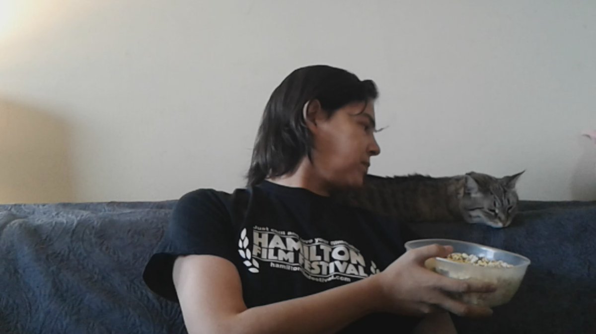 I've been working with <a href="/FreiburgerJer/">Jeremy Freiburger (he,him)</a> and <a href="/nathanfleet/">Nathan Fleet</a> on a secret project to help out #HamOnt 's #film community.

I can't say much more, so watch Hamilton Shows Up 2 this Saturday night!

Also, cats apparently don't like popcorn...