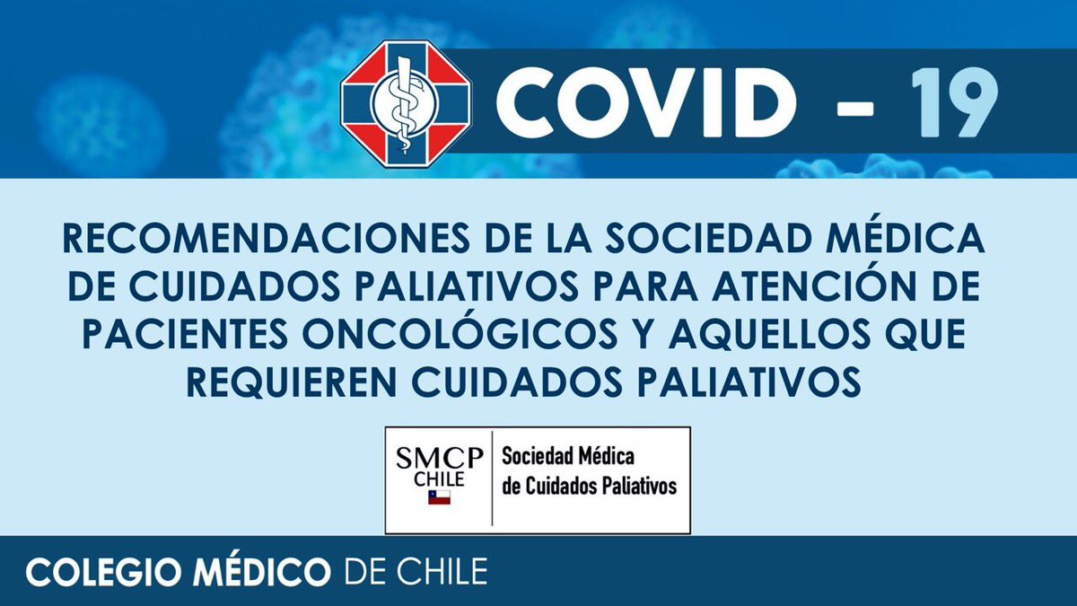 colmedchile's tweet photo. Dentro de los grupos más vulnerables ante el #COVID19 se encuentran todos los pacientes oncológicos y aquellos que necesitan apoyo de Cuidados Paliativos. Para ellos, la Sociedad Médica de Cuidados @PaliativosChile entrega importantes recomendaciones https://t.co/gMsdJtKU1K https://t.co/GLWMG4YXxA