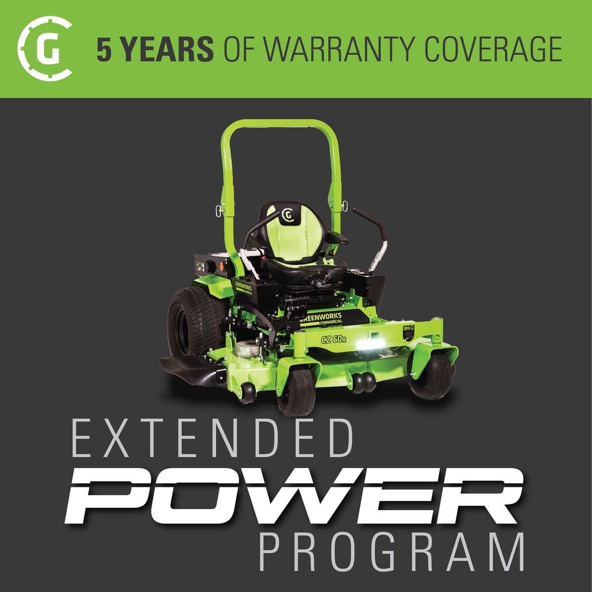 greenworkstools's tweet photo. Get 5 years of warranty coverage on all ZTR and UTV purchases. That's a $999 MSRP value! Promotion ends April 18, 2020. https://t.co/4q4EjggHO7 #GreenworksCOMMERCIAL https://t.co/tAG6Akzg8C