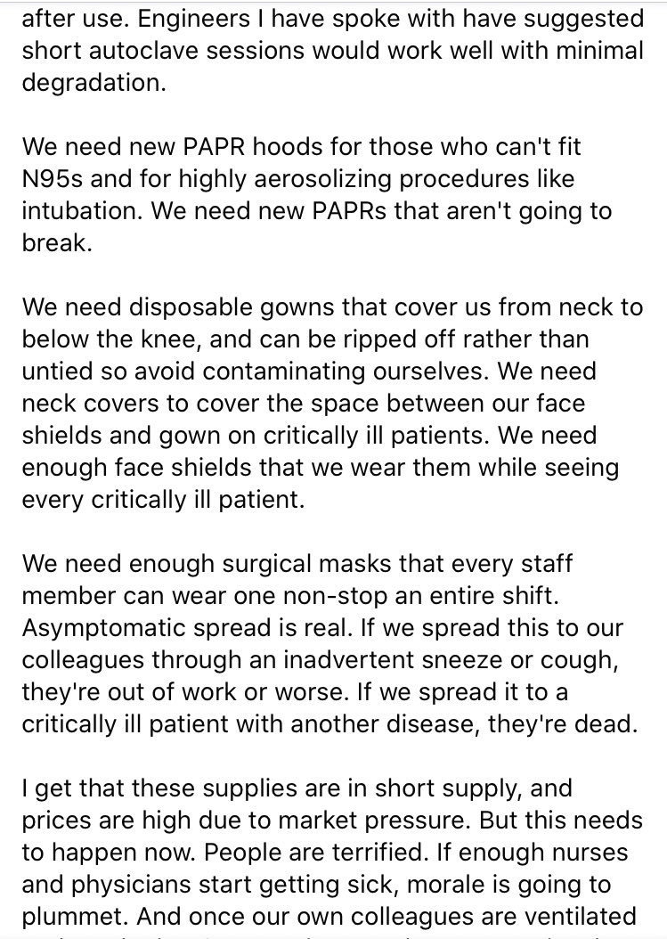 Mrs_Caplan's tweet photo. Dear @GovInslee, @PattyMurray @RepJayapal, @SenatorCantwell, &amp; @providence, 
Please see the below plea from the MD professionals on the front line in WA. My brother is a Cardiac Surgery PA at @Swedish &amp; works w/ this Cardiac Anesthesiologist. They need help!  #ppe #PPEShortages https://t.co/D0wFZkQyJg