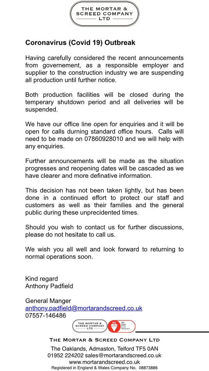 Coronavirus (Covid 19) Outbreak