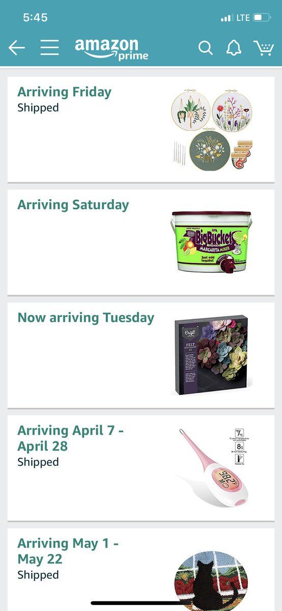 h_morrell's tweet photo. My current amazon orders 😂#COVID2019 #QuarantineLife #necessities https://t.co/qsMDLxE8q9