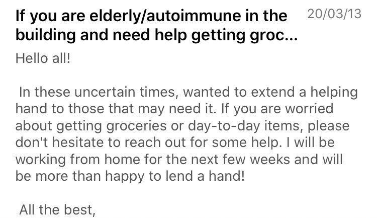 塩谷 舞 Mai Shiotani A Twitter あと 近所同士の助け合いも増えた たとえ同じコンドミニアム タワマン に住んでいても ペチャクチャお喋りすることはngなのだけど ご老人のために 買い物代行しますよ って声が住人内snsに増えてきてる スーパー