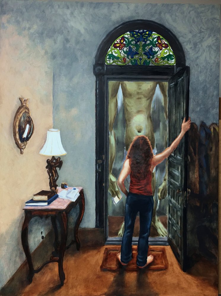AchronalA's tweet photo. My cover art #OilPainting #WIP. Soft lights in the doorway from #FlakeWhite, #CobaltBlue and #CobaltGreen, black on the door and floor shadows from CobBlue mixed w #BurntUmber
https://t.co/sutyYnIEZw
#OilPaintingWIP #FantasyArt #FantasyIllustration #GreekMythology #Surrealism https://t.co/gdVLf8v5qR