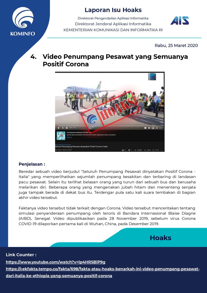 ppid_sukoharjo's tweet photo. LAPORAN ISU HOAX TERKAIT VIRUS CORONA (COVID-19)
@ganjarpranowo
@provjateng
@kominfo_jtg
@ppid_jateng
#ppidskh
#DiRumahAja https://t.co/u1RHhett6v