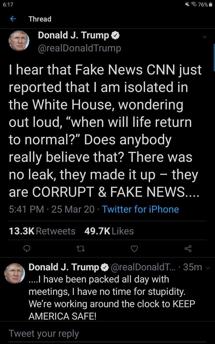 "I have no time for stupidity!" The President of the United States tweets in a tantrum! 😂