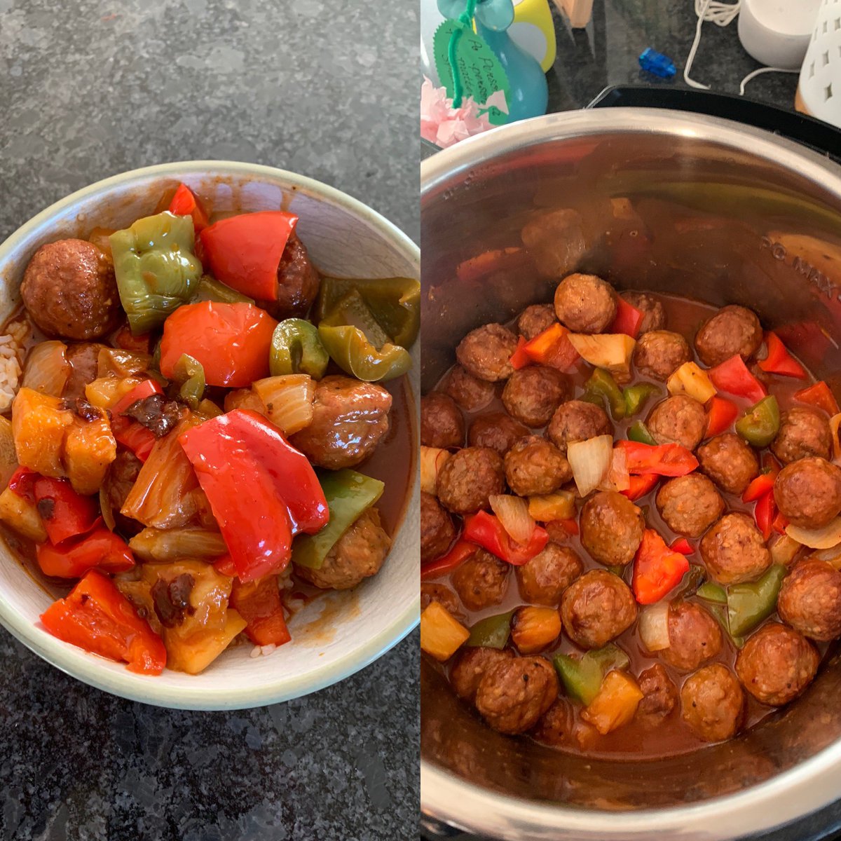 TheSailorNation's tweet photo. Sweet and sour meatballs over white rice in the Insta Pot. #VHSCanCook #MrsStillman https://t.co/dJjWMs0wwP
