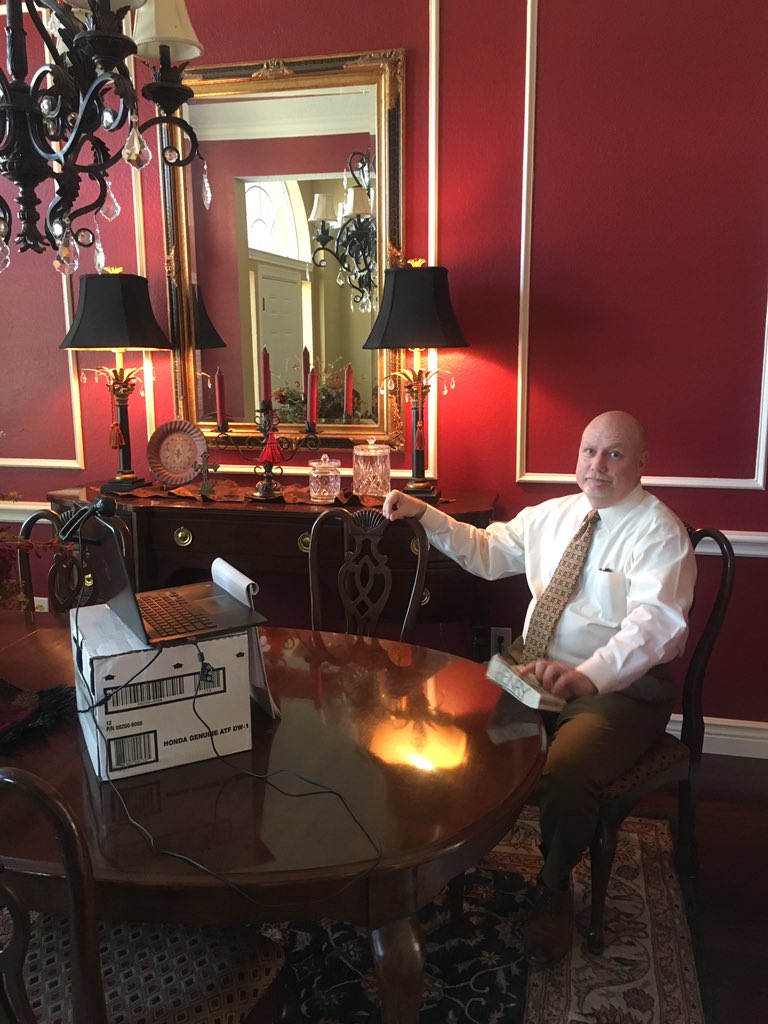 Mr Henry rockin’ the tie even when he’s teaching from home. No corona’s going to keep him from teaching Hamlet!