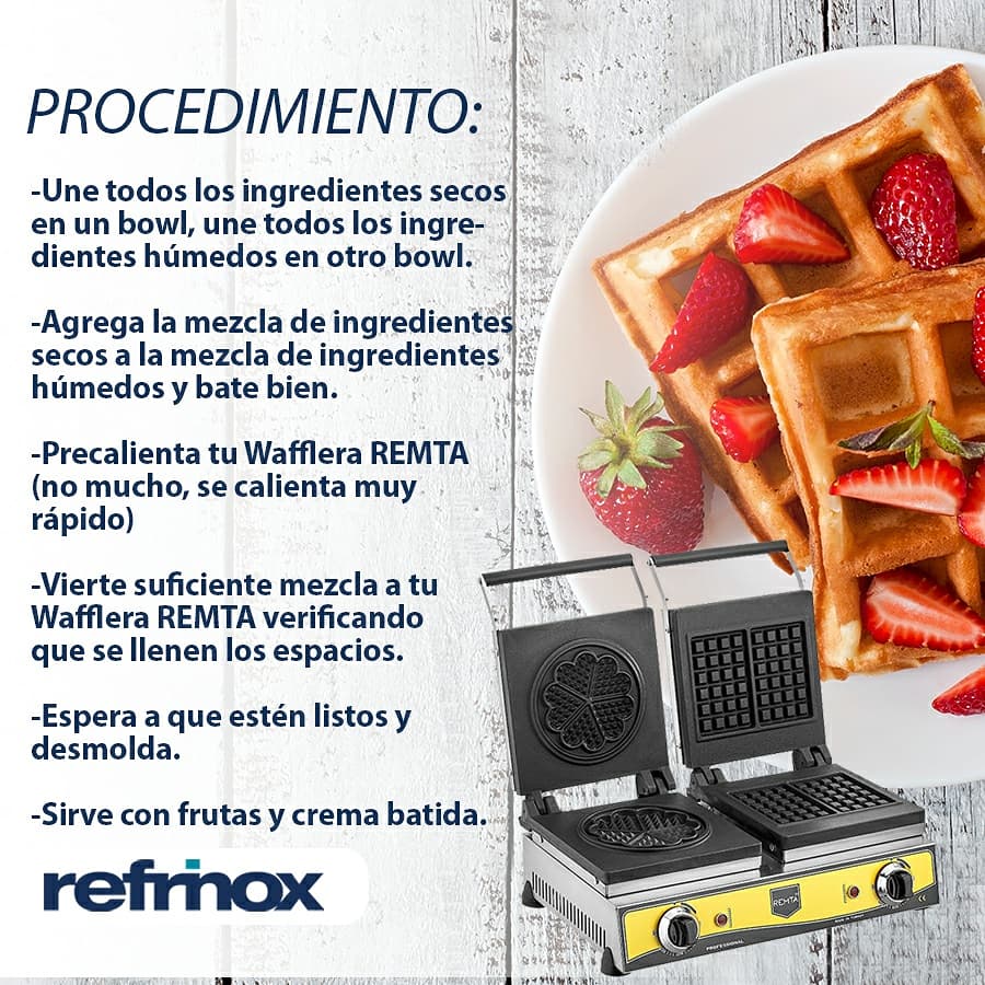 Refrinox's tweet image. .🥞Hay miles de recetas para prepararlos, pero la nuestra es perfecta para las Waffleras REMTA 😁que, por su recubrimiento de teflón, 😉no necesitarán grasa adicional a la hora de colocar la mezcla. 🥰

#Waffles #Waffleta #REMTA #Refrinox 🔥 #SomosLaSolucion 💪