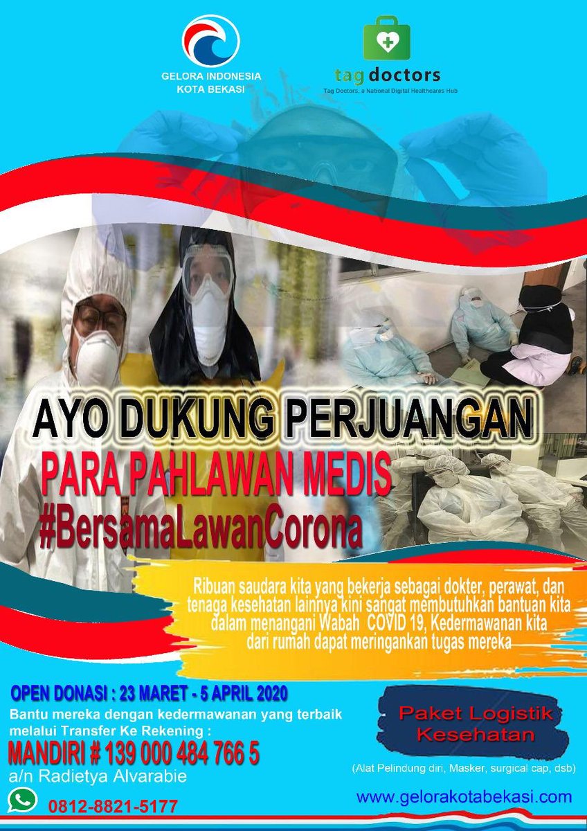 tagdoctors's tweet photo. Ayo dukung perjuangan para pahlawan medis! Salurkan dana untuk pembelian APD paramedis.  #bersamaLawanCorona #COVID19 https://t.co/Pv21XqqXBp