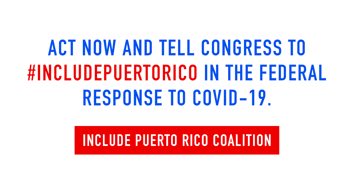 ConPRmetidos's tweet photo. If you or someone in your family or network is living stateside, please click and share this link to send a letter directly to your representatives in Congress and ensure that they #IncludePuertoRico in all COVID-19 legislation: https://t.co/1HOnNFFDMP #sharethis #committedtopr https://t.co/psgzjrQVtE