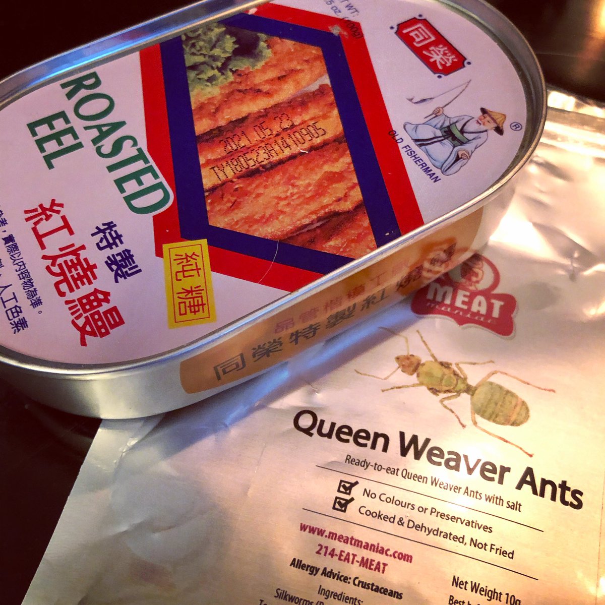 DrVSnax's tweet photo. Everyone laughed when I cooked with eel and ants, but hey, who has pantry protein at the ready now, huh? 😆 #snaxperiments https://t.co/PvUVufTrim