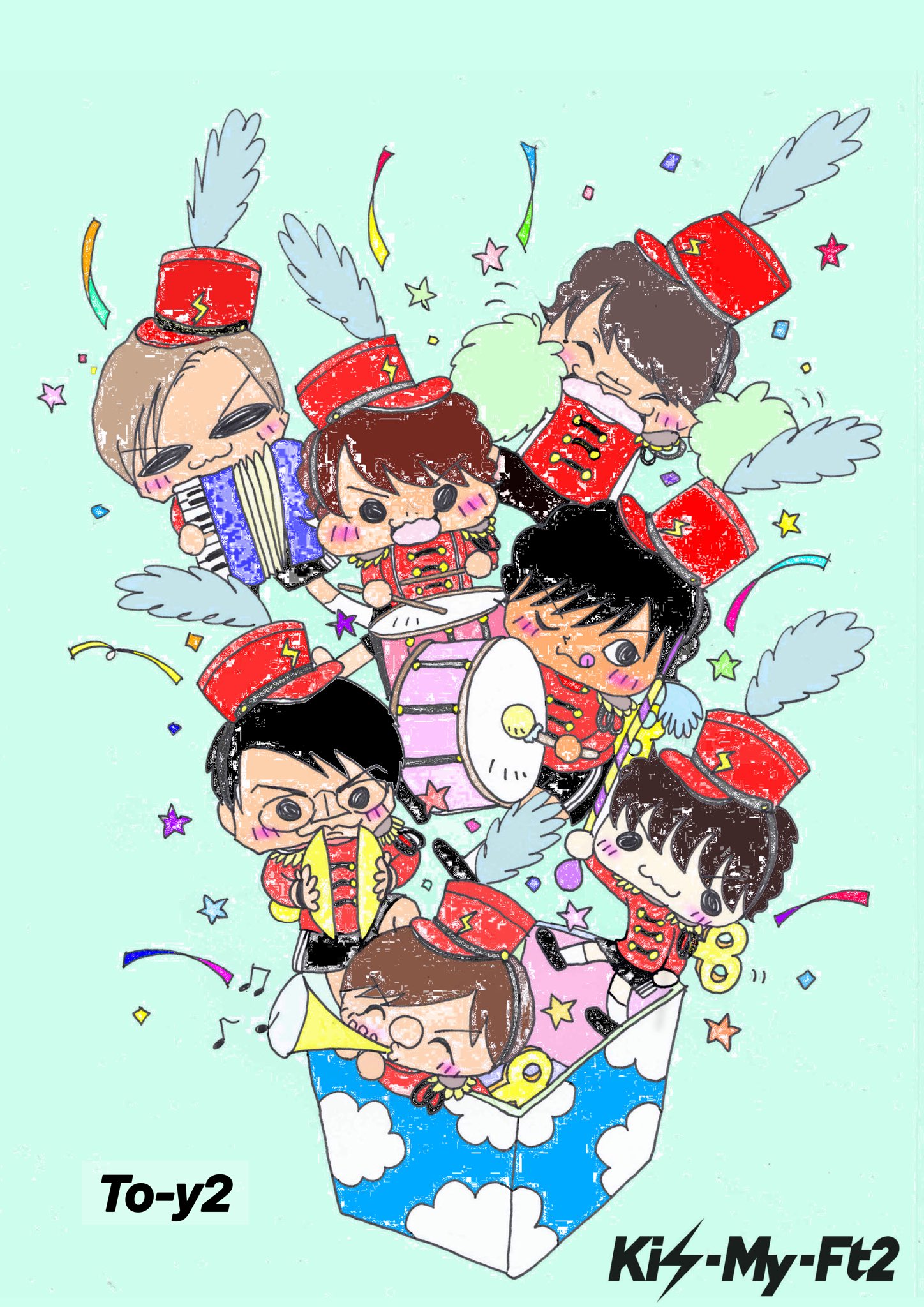 あんみつ Twitterren はるちゃん Kokoiroharu の可愛いイラストを色塗り 楽し い かわいい ﾉ でも難しい そしてカラーセンスない 初めてアプリで色塗りしたので 細かいとこ汚いの許してください To Yours Kis My Ft2 Toy2 キスマイ