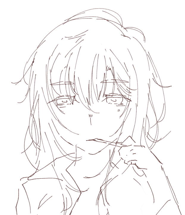 #今日の朝作業 1.5時間ほどお絵かき
・自分の顔のバランス再確認
・滑らかな線を引く練習
・ラフから精度をあげていく手順の確認
こんな感じでザカザカ線でシルエット削っていく戦法
髪載せないと可愛いか判断できないことに気づいたのは今日の大きな収穫でした