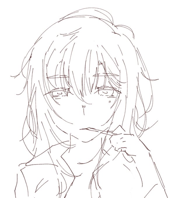 #今日の朝作業 1.5時間ほどお絵かき
・自分の顔のバランス再確認
・滑らかな線を引く練習
・ラフから精度をあげていく手順の確認

こんな感じでザカザカ線でシルエット削っていく戦法
髪載せないと可愛いか判断できないことに気づいたのは今日の大きな収穫でした 