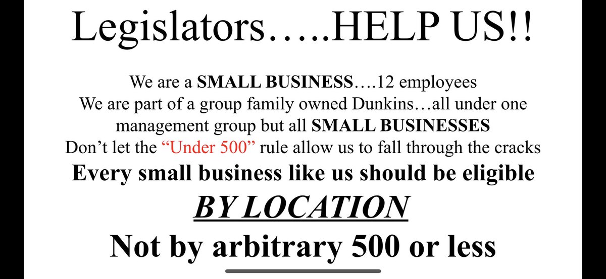 gretchen2013's tweet photo. @WNYT Help! This economic bill doesn’t cover so many of the employees at Dunkin Franchises! Please help our employees! The one we have at the NYS Capitol now has only 1 person working because visitors aren’t allowed and sales are slow. Our laid off employees will get nothing! https://t.co/VvqVXiRRBM