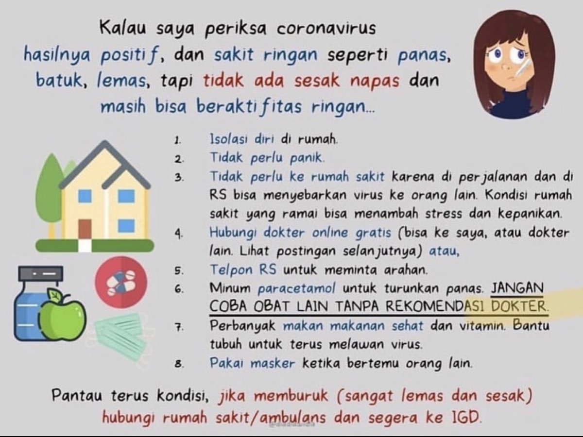 jokoanwar's tweet photo. Kalau kamu positif Covid-19, apa yang harus kamu lakukan?
(Bagian 2 dari 2) https://t.co/k61IjSJpAo
