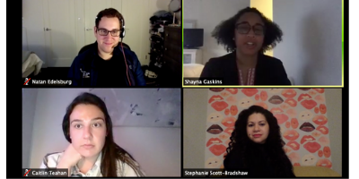 nyuspsimc's tweet photo. The new norm!  Fantastic career advice. Shout out to the phenomenal PR League and guests Natan Edelsburg 
@twatan, Caitlan Teahan @caitlinjft, Shayna Gaskins @ShaynaGaskins, and Stephanie Scott-Bradshaw @FirstandLastPR hosted by NYUSPS Professor Shaunice Hawkins @shaunicehawkins https://t.co/v8d3jrTc3e