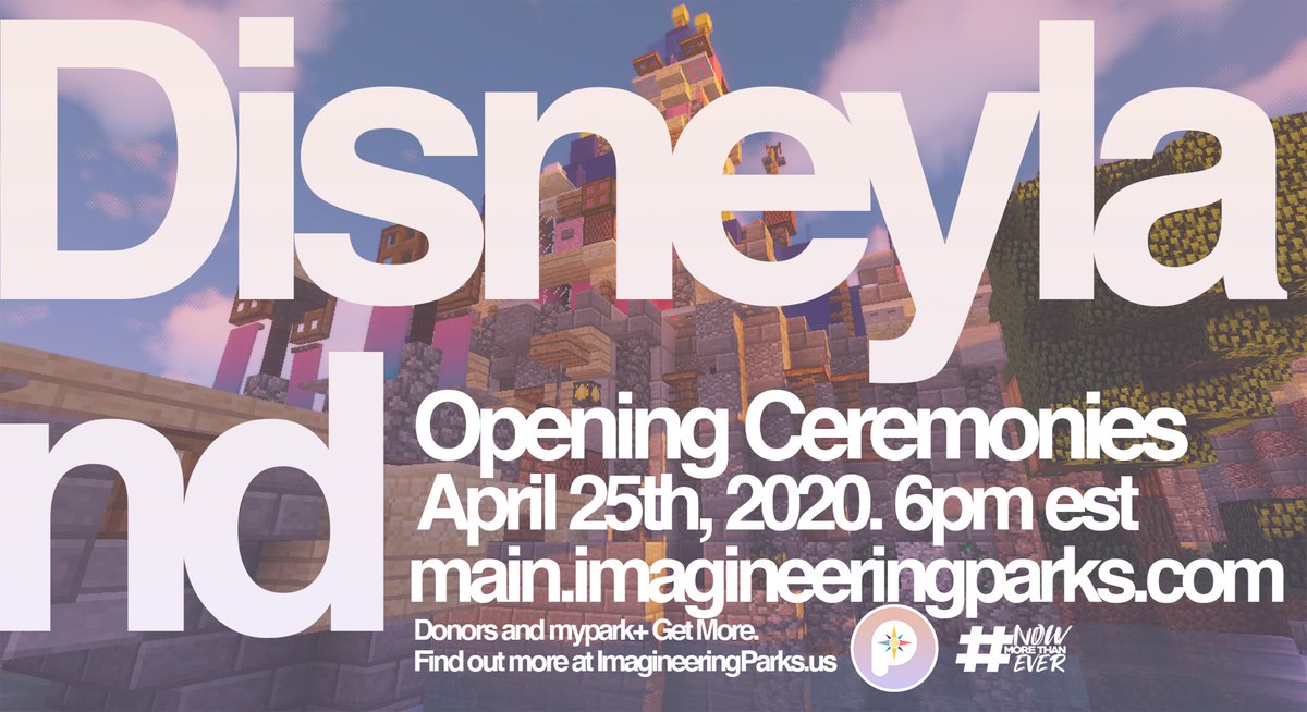 IParksMinecraft's tweet photo. 💠Opening Ceremonies for Disneyland will be taking place on April 25th, 2020 at 6pm est! 💠

Be sure to be on! AND, if you’re a donor/mp+ member, you get more. Visit our website for more info!

#Minecraft #MinecraftThemeParks #Disneyland #Gaming #MinecraftDisney #NowMoreThanEver https://t.co/K2ma8jTeI7