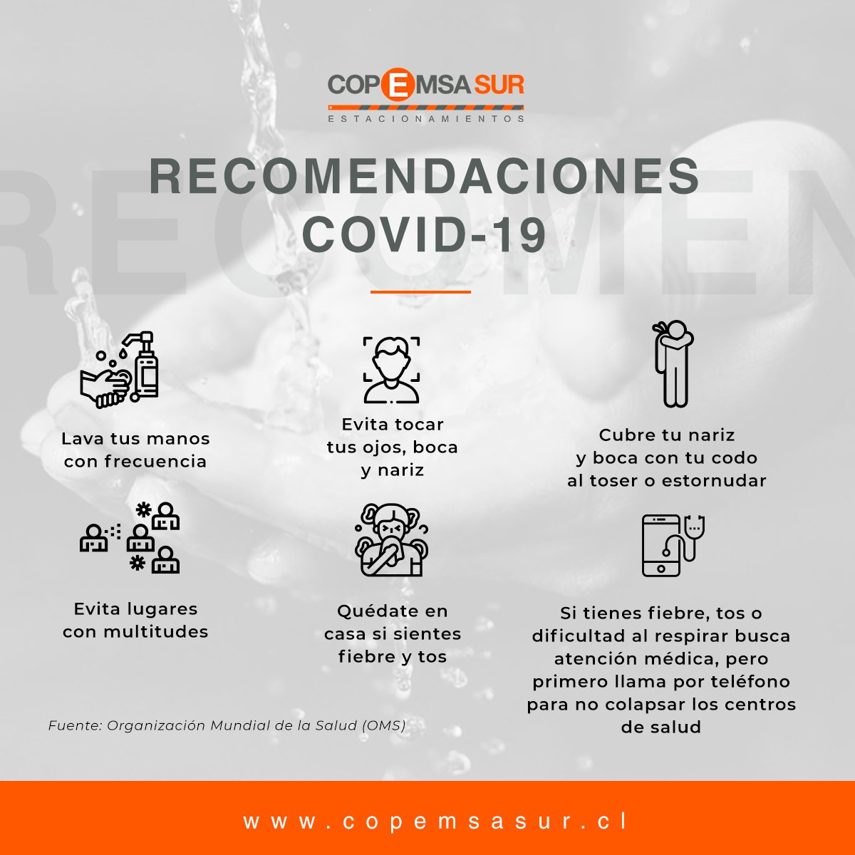 CopemsaSur's tweet photo. Todos juntos enfrentamos al virus ✊
Presta atención a estas recomendaciones de la @WHO: https://t.co/RshWTLnIsa