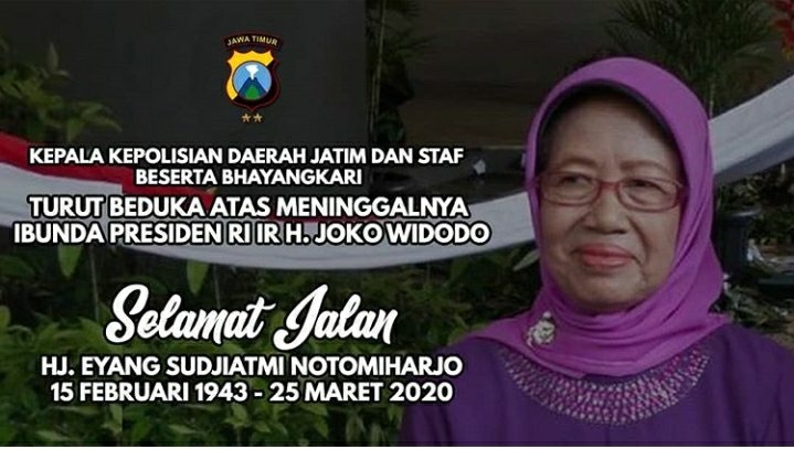 Turut berduka cita atas meninggalnya Ibunda Presiden Republik Indonesia <a href="/jokowi/">Joko Widodo</a>

#poldajatim
