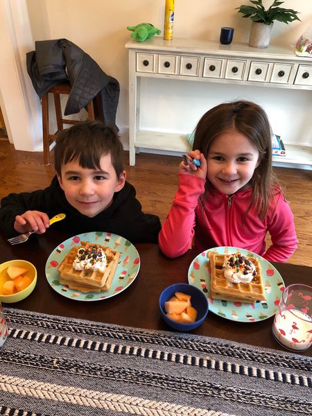 HeiminkKristine's tweet photo. It’s National Waffle Day today! Look at who celebrated in Mrs. Heimink’s Class. Keep the spirit alive! There is always something you can find to celebrate!! #waffle #spirit #positivity #Smile @5thAveSchool https://t.co/twygCNtnWR