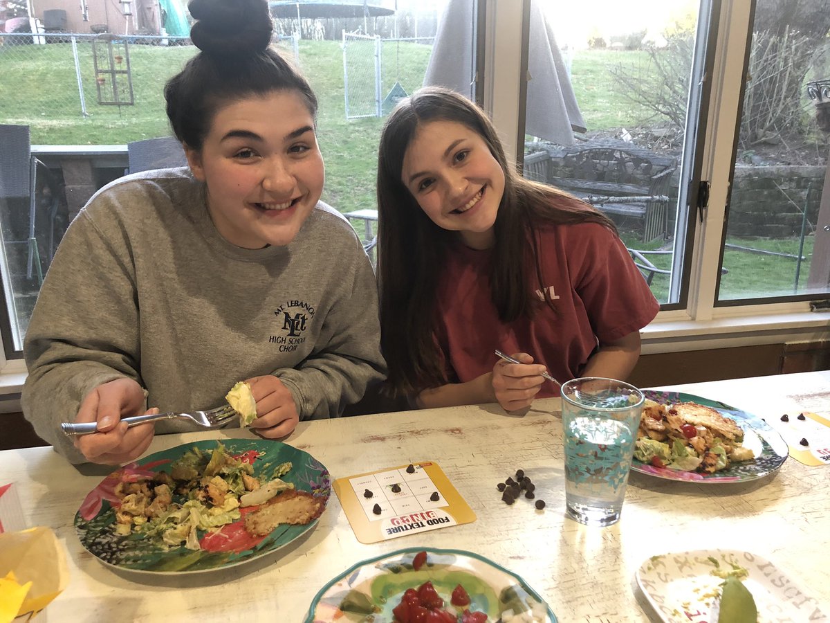 chrissacooks's tweet photo. Riveting βFood Texture Bingoβ @TestKitchen competition tonight at the Sullivan dinner table π½ Zoey took home the mindful eating π Try yourself to identify the over 75 food textures found on your plate #ATKKIDS #MindfulKitchen https://t.co/R165xPWK37