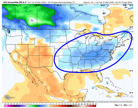 wxbywilliams's tweet photo. There is strong support in the models and certain indices that the first week to ten days of April will be on the chillier side of normal in the eastern U.S. The big question is does this new pattern arrive on the heels of an east coast storm? #ItsTheCruelestMonth https://t.co/ym7M6OY4gu