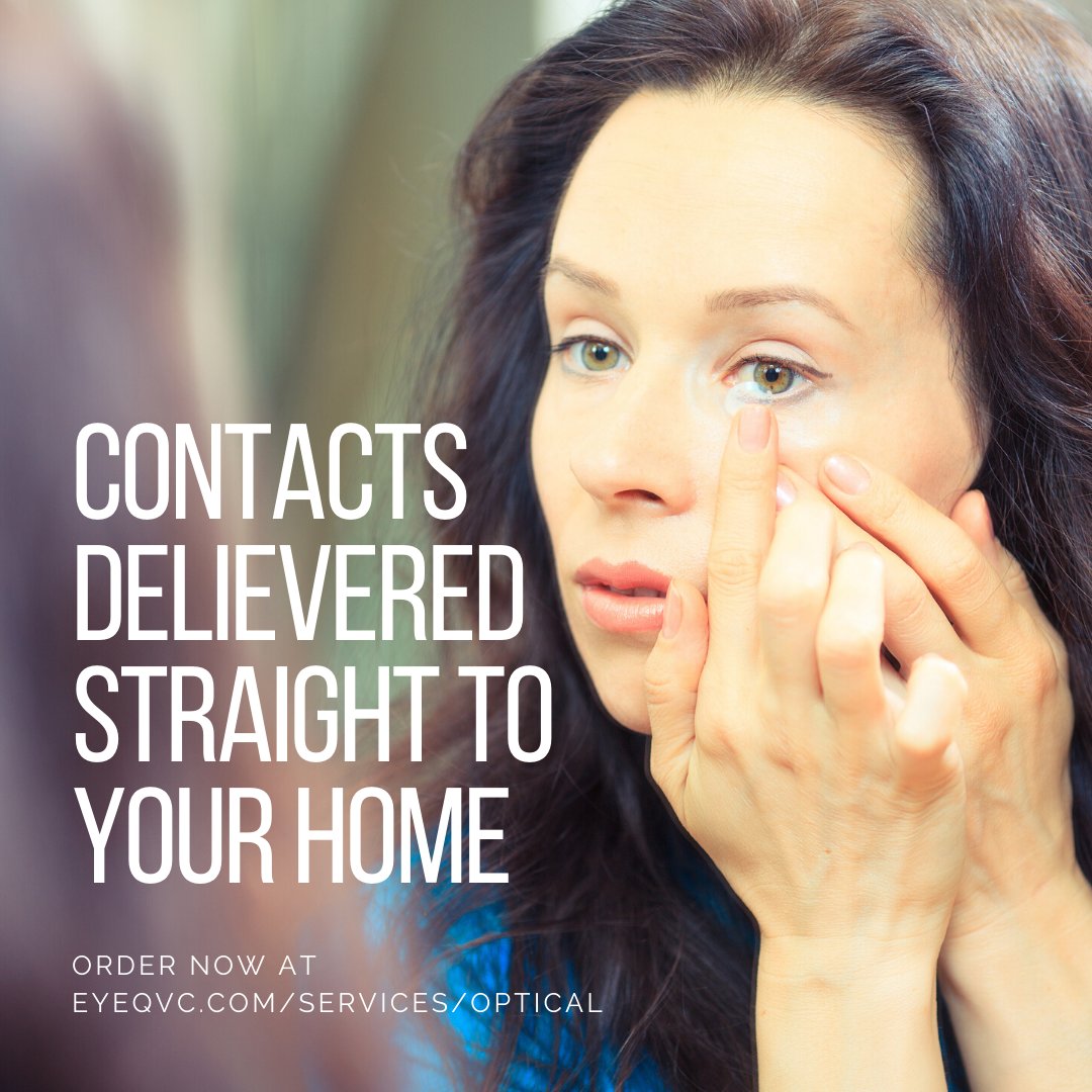 No need to leave home—order your contacts online at eyeqvc.com/services/optic… and receive free shipping when you order two or more boxes.