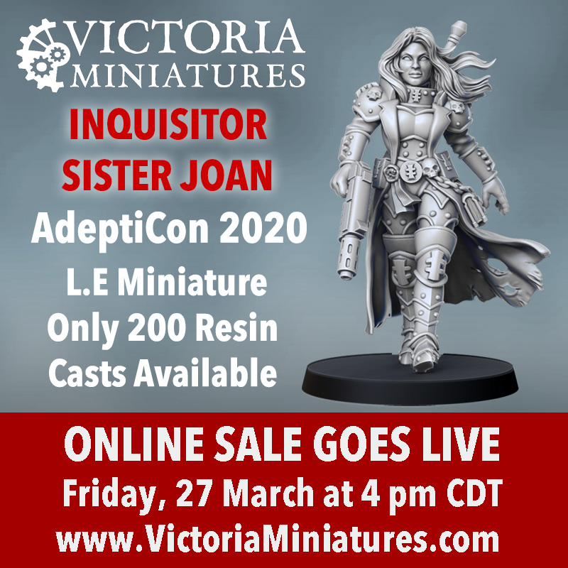 Vic_Minis's tweet photo. AdeptiCon 2020 L.E, Inquisitor Sister Joan, on sale Fri 27th - https://t.co/UNSpaVnUNJ https://t.co/0MGMGE9xUl