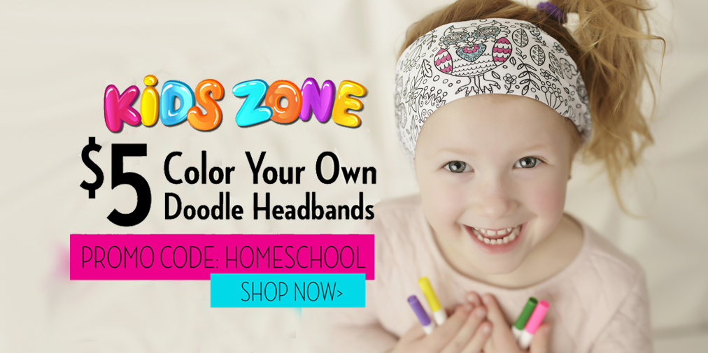 Kids on Lock Down? Give them something fun to do! $5 Color Your Own headbands. Boys and Girls Designs. Use promo code: HOMESCHOOL through 3/20/20 at bondiband.com #coronavirus #homeschooling #kidsactivities #COVID19 #momlife #QuarantineLife #schoolclosure