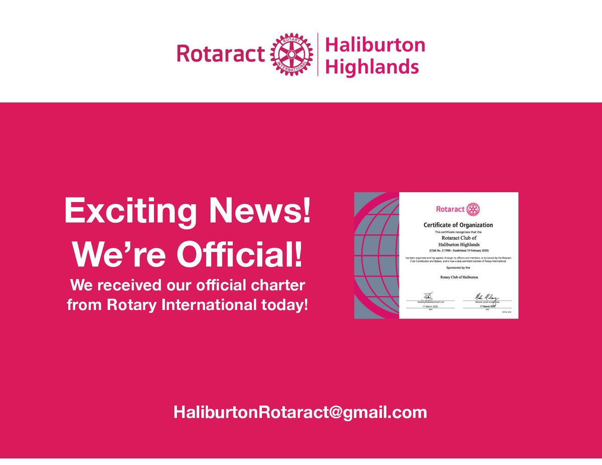 A little good news! We received our charter from Rotary International!  We’re Official!