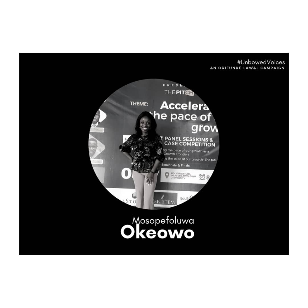 I have chosen to focus on this, though little, because it points out a key lesson—we have to help the society unlearn." - Mosopefoluwa Okeowo ( @sope_o) #UnbowedVoices