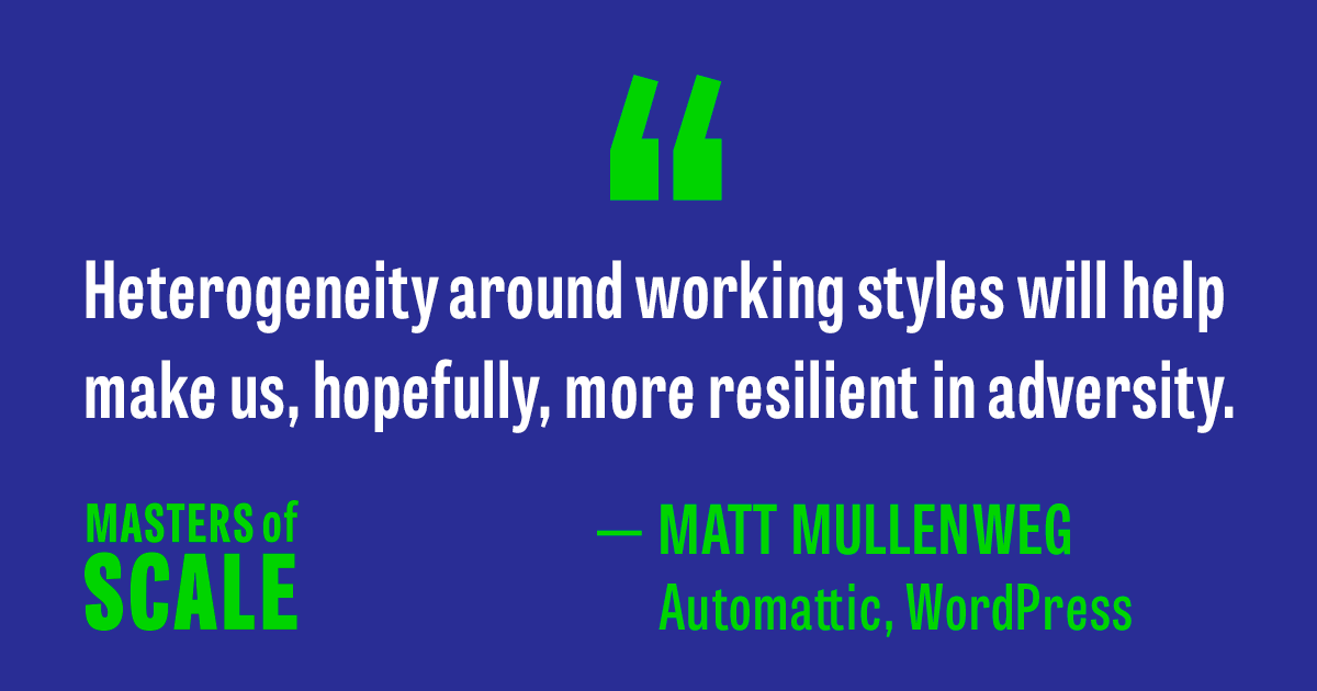 I loved talking with @PhotoMatt about how he runs a 1,000-person team that's almost completely distributed -- and has been since @Automattic  was founded. What he's learned can be useful to you right now: 

listen.mastersofscale.com/MattMullenwegRH