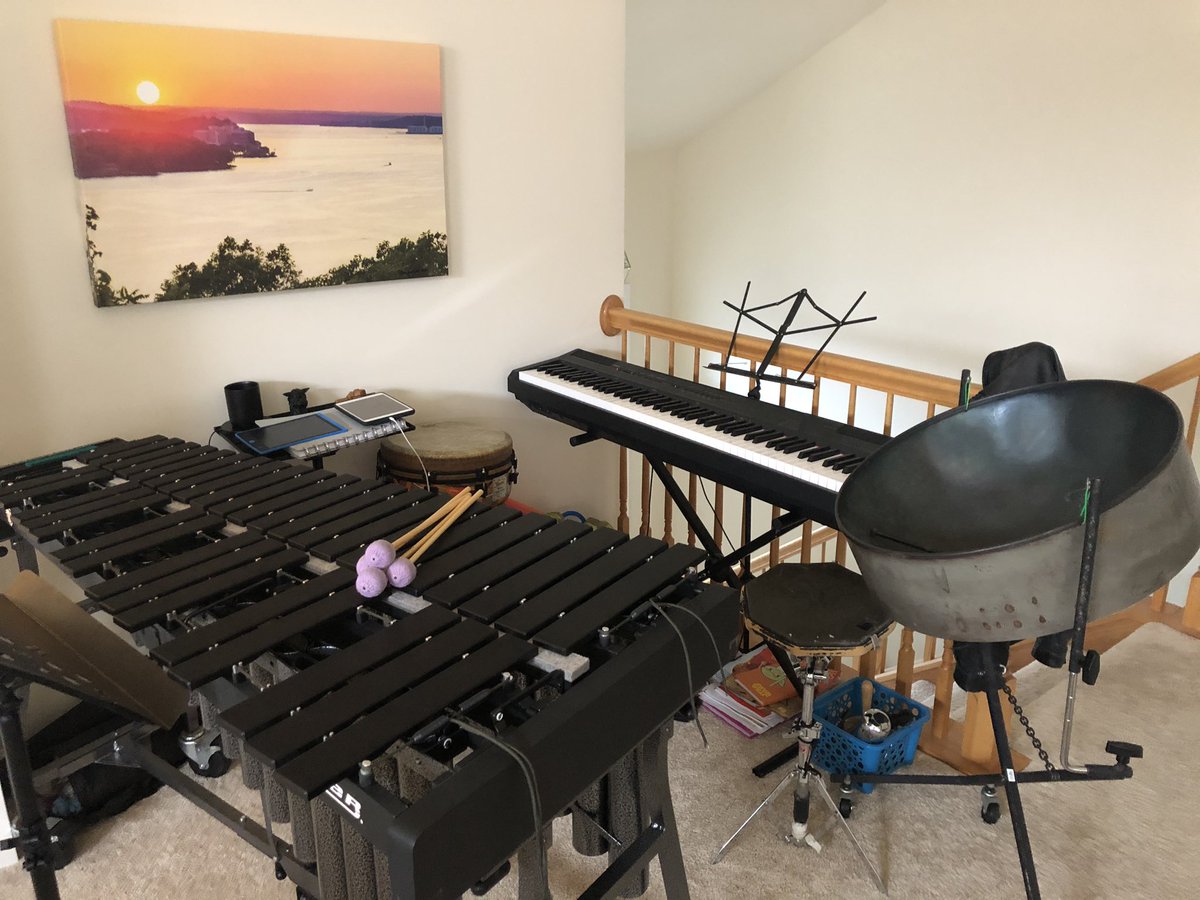 AJHvibes's tweet photo. Everything I need to play and teach from home! @SouthD47 @CrystalLakeSD47 
#vibes #vibraphone #keys #percussion #homestudio #musician #newlivemusic #Quarantine https://t.co/vzreAKM32t