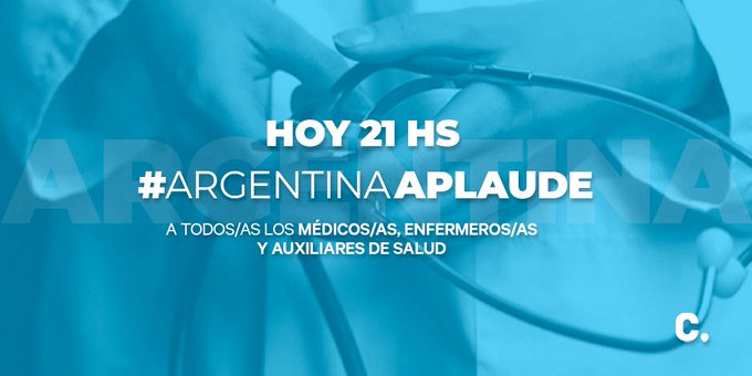 Convocan a un «aplausazo» a las 21 para respaldar a los profesionales de la salud