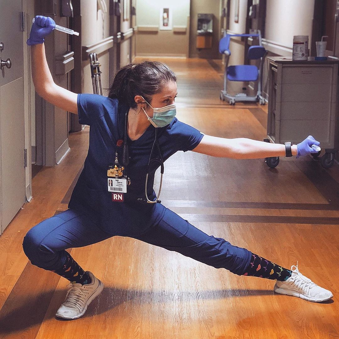 Missguided's tweet photo. "Yep everything might be closing and a Pandemic has been issued...but remember the health care workers who still go at the front of the battle." - @ninjaanurse 

Thank you will never be enough ❤️ #missguided https://t.co/I5Qd3wwImC