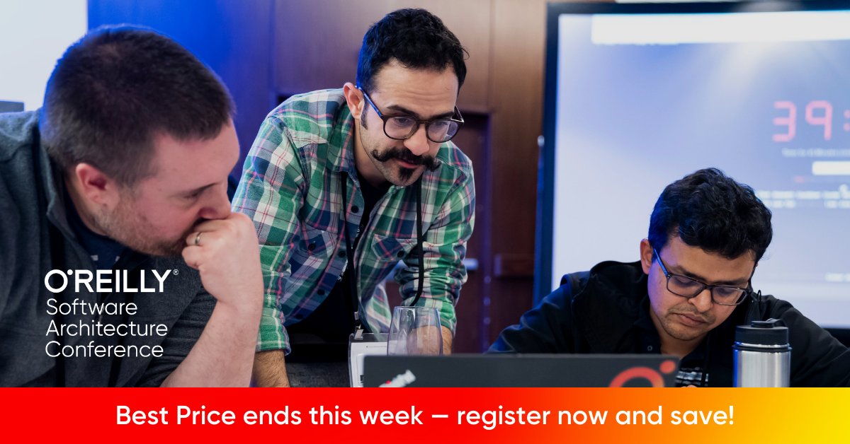 SoftwareArchitecture (@oreillysacon) on Twitter photo Lock in Best Price now, risk-free. Network with and learn from industry leaders like Neha Agarwal, <a href="/vladikk/">Vlad Khononov</a>, and <a href="/BillVest/">Bill Penberthy</a> this June at #OReillySACon in Santa Clara, CA. Get a full refund anytime before May 15—but Best Price ends Friday. Don't miss it. oreil.ly/7vflT Lock in Best Price now, risk-free. Network with and learn from industry leaders like Neha Agarwal, <a href="/vladikk/">Vlad Khononov</a>, and <a href="/BillVest/">Bill Penberthy</a> this June at #OReillySACon in Santa Clara, CA. Get a full refund anytime before May 15—but Best Price ends Friday. Don't miss it. oreil.ly/7vflT