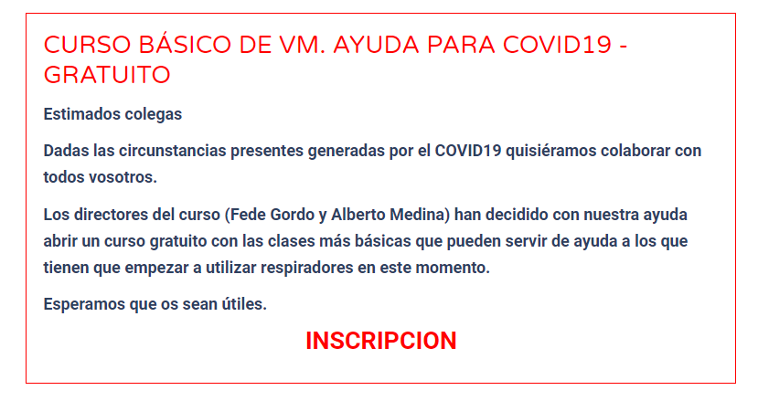 Formacion Sanitaria (@formsanitaria) on Twitter photo ANUNCIO IMPORTANTE!
CURSO BÁSICO DE VM AYUDA #COVID19
Desde FSEU queremos colaborar para intentar detener esta Pandemia y para ello ponemos a disposición de los Profesionales de Todo el Mundo un CURSO DE VM 100% Online y GRATIS!
INSCRIPCIÓN: formacionsanitaria.eu/index.php/es/i…
<a href="/lberto_Medina/">Alberto Medina</a> ANUNCIO IMPORTANTE!
CURSO BÁSICO DE VM AYUDA #COVID19
Desde FSEU queremos colaborar para intentar detener esta Pandemia y para ello ponemos a disposición de los Profesionales de Todo el Mundo un CURSO DE VM 100% Online y GRATIS!
INSCRIPCIÓN: formacionsanitaria.eu/index.php/es/i…
<a href="/lberto_Medina/">Alberto Medina</a>