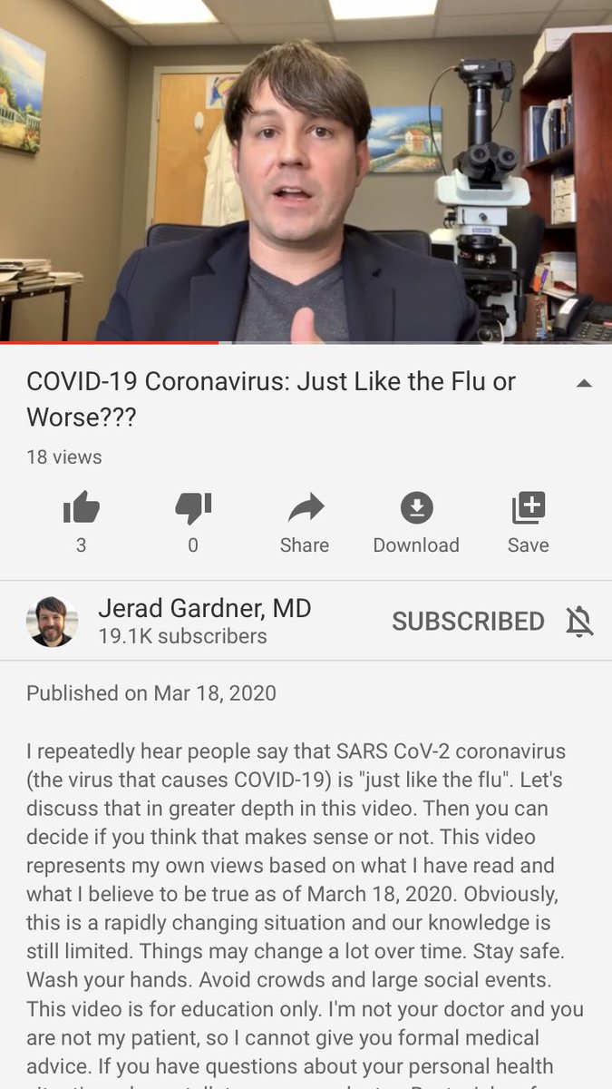 6. Two excellent free youtube videos by my guru  @JMGardnerMD who is trying his best to get the word out. The first video was watched by 125,000 people in 5 days. He covers a LOT of ground in a way that only he can: 