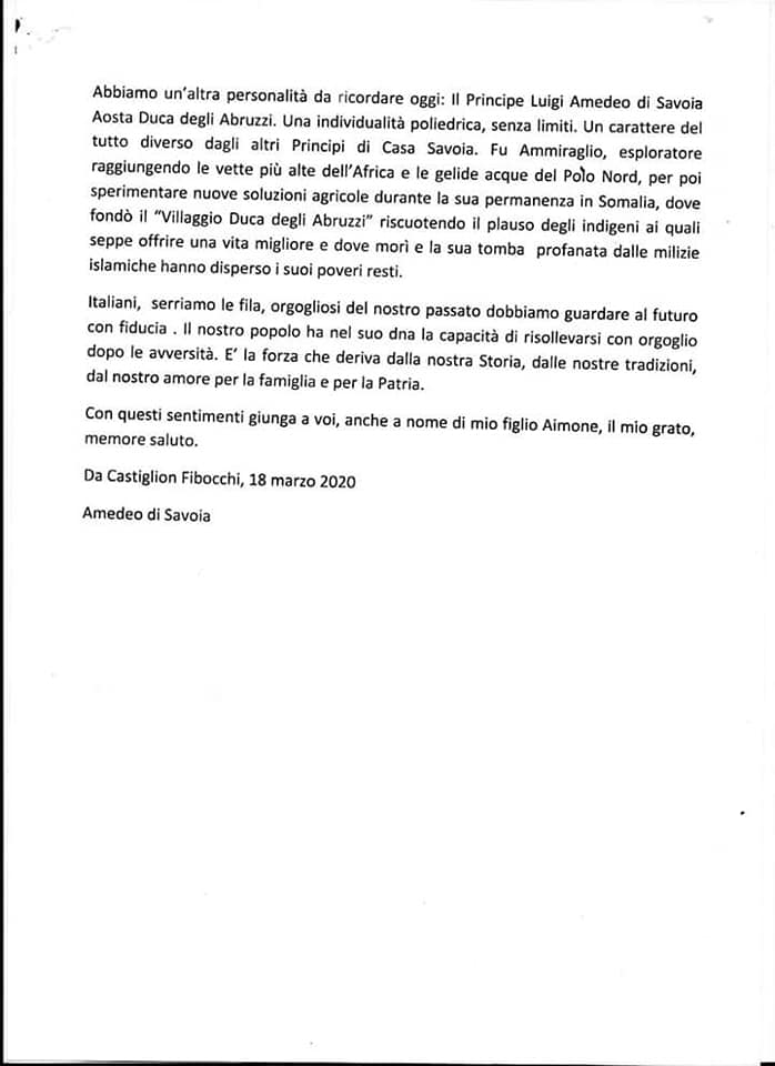 annuarionobilta's tweet photo. #Messaggio di #speranza ed #incoraggiamento del Capo di #CasaSavoia #AmedeoDiSavoia Duca di #Savoia. #COVID19 #COVID2019italia #CoronaVirusChallenge #coronavirus #coronavirusitalia #AnnuarioDellaNobiltàItaliana https://t.co/j2ciqgXzah