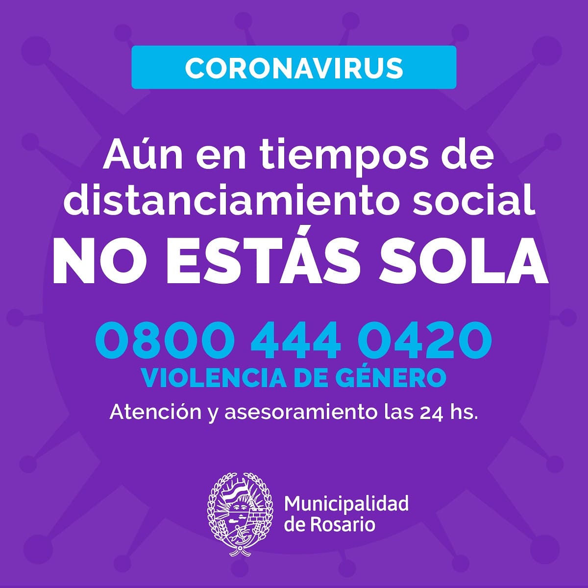 igualdadros's tweet photo. El aislamiento social puede derivar en un incremento de casos de violencia de género. Si estás pasando por una situación de violencia, recordá que @MuniRosario tiene una línea que funciona las 24 horas. En el 08004440420 te ofrecemos contención y asesoramiento. 
No estás sola 💜 https://t.co/7GBztj6MqA