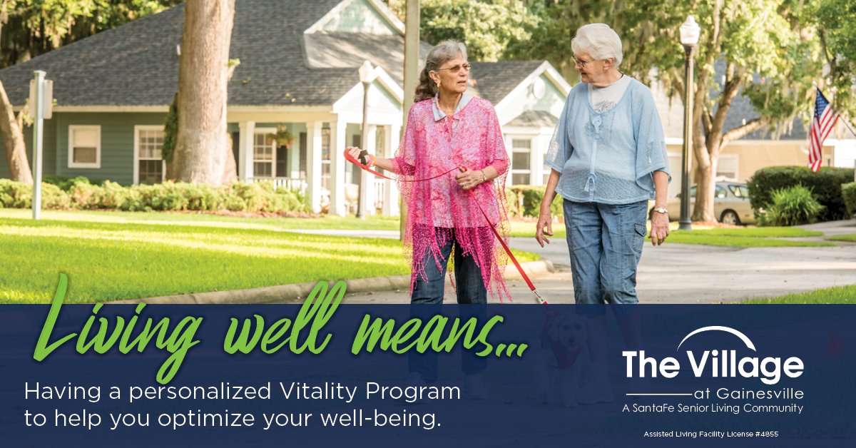 VillageAtG's tweet image. Our #VitalityProgram makes it easier to live well! 💪 Benefit from a personalized plan and assessment that boosts holistic health. Learn how our program helps our residents live a healthy and happy #Retirement, here: bit.ly/2AxTuvS.